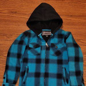 Top Heavy Hooded Fleece Lined Flannel Jacket Youth S (#K0107)